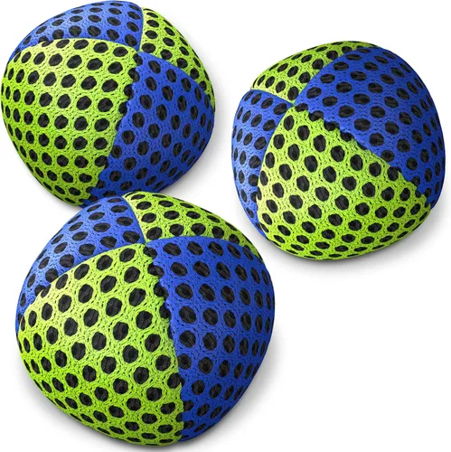 Vista 14 de speevers Juego de 3 pelotas de malabarismo para principiantes y profesionales, 14 colores disponibles, 2 capas de red y estuche de transporte, bolas
