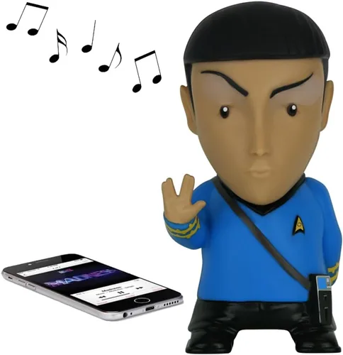 Vista 3 de FAMETEK Star Trek: TOS - Mr. Spock - Altavoz Bluetooth de 6 pulgadas con efectos de sonido, micrófono y citas auténticas de Spock