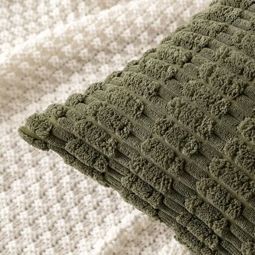 Vista 229 de MIULEE- Juego de 2 fundas de pana suave para cojín; diseño a rayas estilo bohemio, moderno, rural; decoración costera p/verano, hogar, sala de Azul