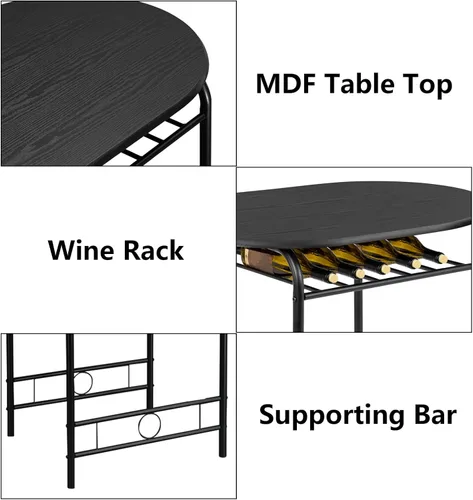 Vista 5 de VINGLI Juego de comedor de 3 piezas, juego de mesa de cocina pequeña para 2, juego de mesa de desayuno, mesa de madera de cocina y 2 sillas
