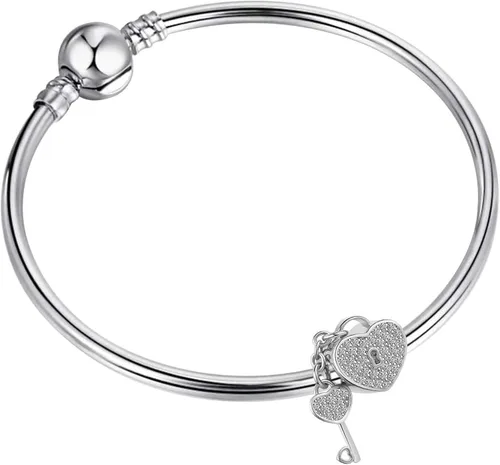 Vista 2 de NanMuc Key To My Heart Lock and Key Charms Beads para pulseras de abalorios para esposa novia