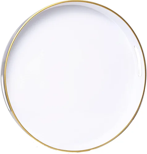 Vista 13 de Spsyrine - Bandeja decorativa redonda de plástico verde, bandeja moderna de 13 pulgadas con asas, patrón de mármol, para desayuno, mesa de café