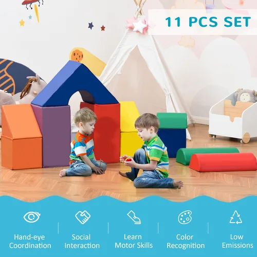 Vista 3 de Soozier Bloques de escalada de espuma para niños pequeños, juego de 11 piezas de espuma suave para bebés, juego de actividades de escalada y gateo