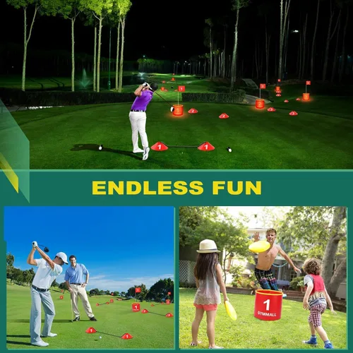 Vista 3 de Golf Yard Bucket Games, 6 Holes Bucket Backyard Golf Game Set with LED Light and Flags for Adults & Kids Indoor Outdoor, Golf Practice Gift for
