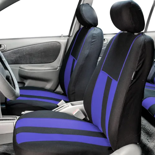 Vista 2 de FH Group - Juego completo de tres filas con fundas para asientos de automóvil a rayas de 7 plazas con funda para volante y almohadillas