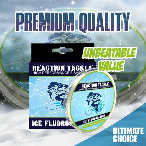 Vista 6 de Línea de pesca de fluorocarbono para hielo de Reaction Tackle - Alta resistencia, resistente a la abrasión, hundimiento rápido, prácticamente