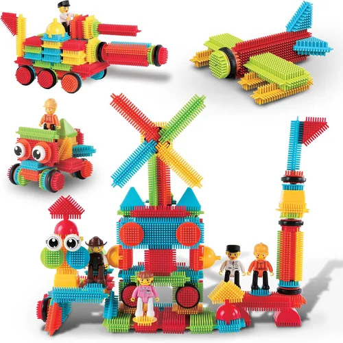 Vista 9 de Picasso Toys PTB103 - Bloques con forma de bloque de erizo, juego de azulejos de construcción, juguete de aprendizaje apilable, bloque educativo