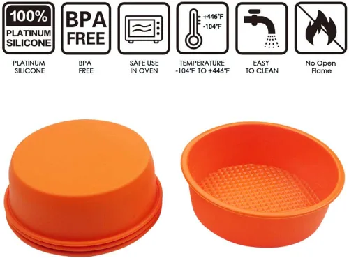 Vista 5 de Molde de silicona para moldes de 4.5 pulgadas para tartas de 4.5 pulgadas, cilíndrico redondo, moldes para tartas de arcoíris, verduras, panqueques