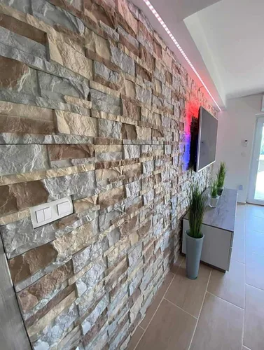 Vista 5 de Moldes de hormigón DIY Juego de 10 moldes de plástico para pared de yeso de hormigón, piedra de cemento apilado, molde de paredes de piedra apiladas