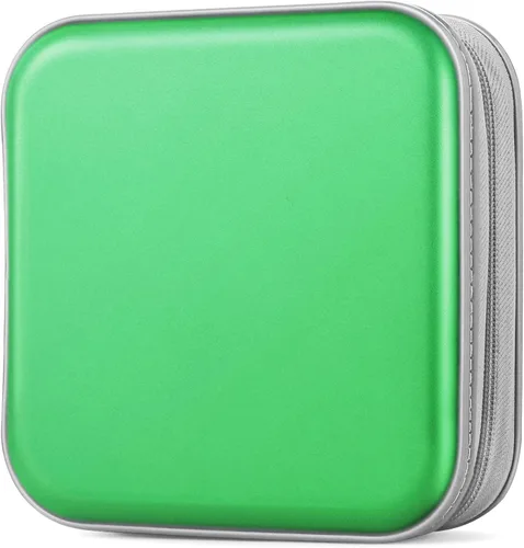 Vista 13 de Estuche para CD, estuche de plástico duro para DVD de capacidad para 40 unidades, portátil, con cremallera, soporte para CD/DVD, carpeta de disco