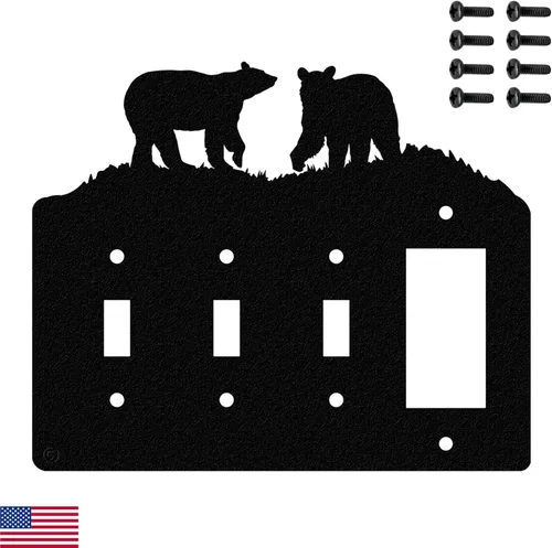 Vista 26 de Bear - Placa de pared dúplex individual (potencia única, negra) - Fabricado en Estados Unidos