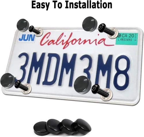 Vista 4 de Minda - Tornillos antirrobo negros para placa de matrícula, acero inoxidable inoxidable para placa de automóvil, tornillos M6 (1/4 de pulgada) a