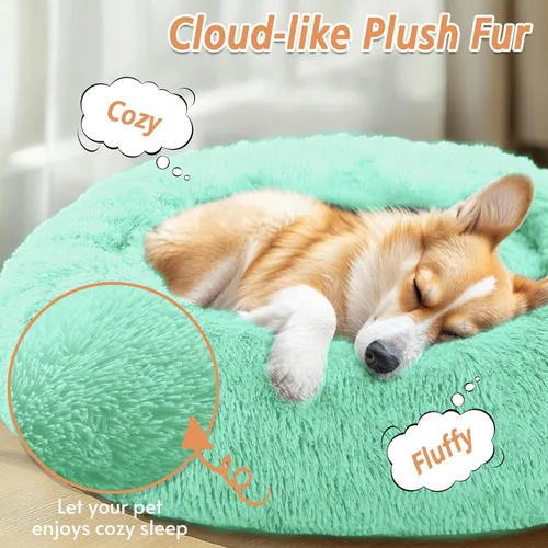 Vista 222 de JOLLYVOGUE Cama Calmante para Perros Pequeños - Cama para Perros Pequeños en Forma de Dona Lavable de 23 Pulgadas para Gatitos y Cachorros, Camas