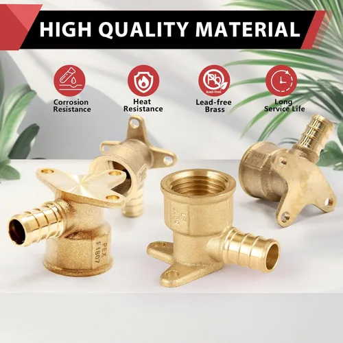 Vista 6 de Paquete de 2 codos de oreja NPT hembra EFIELD Pex de 1/2 pulgada x 1/2 pulgadas, accesorio de latón para transición de Pex a roscado (PEX1807154)