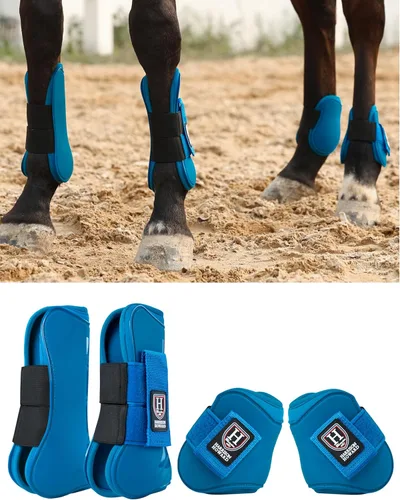 Vista 12 de Harrison Howard Botas de Tendón para Caballo Frente Abierto/Bota de Menudillo para Caballo Botas Protectoras para Salto, Equitación en Senderos