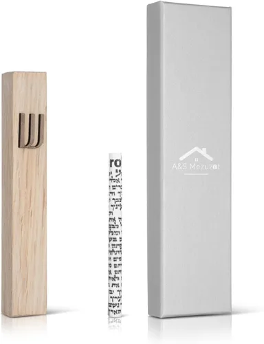 Vista 10 de Funda de madera para mezuzá con pergamino para puerta, diseño moderno/tradicional, fácil de despegar y pegar, funda de mezuzá para el hogar Roble +