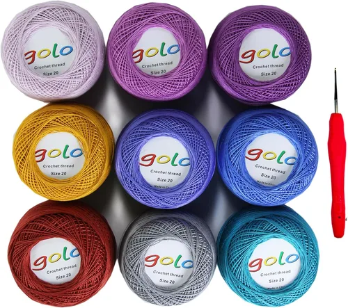 Vista 115 de Golo 3 bolas de hilo de ganchillo tamaño 30, hilo de bordar y lana para tejer a mano para calados 045