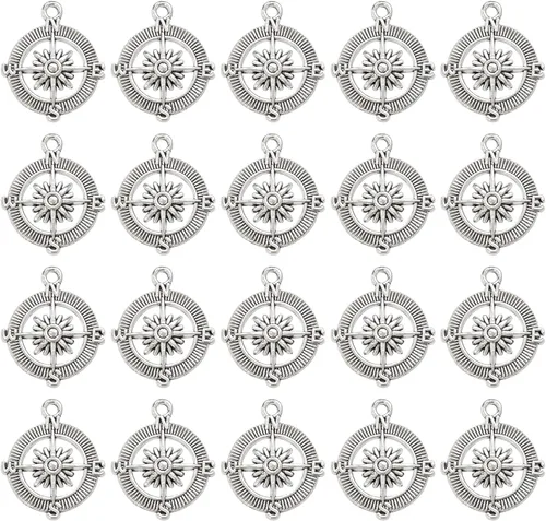 Vista 8 de AUEAR, Colgantes de brújula, cuentas espaciadoras de aleación para pulseras, collares, joyería, manualidades, bricolaje