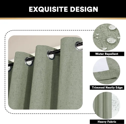 Vista 139 de Primitive - Cortinas opacas 100 % de lino texturizado natural para dormitorio, sala de estar, cortinas para ahorra energía, tela de arpillera