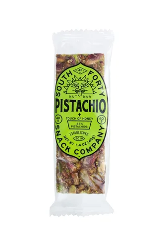 Vista 4 de South 40 Snacks - Barra de pistacho crujiente, solo 4 ingredientes, toque de miel (barra de 1.41 oz, paquete de 12)