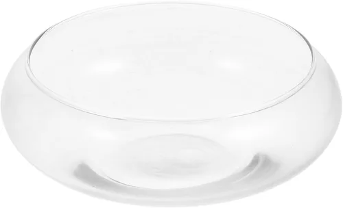 Happyyami Jarrón de vidrio para peces de vidrio, cuenco transparente de boca ancha, jarrón redondo para terrario, planta de aire, maceta hidropónica