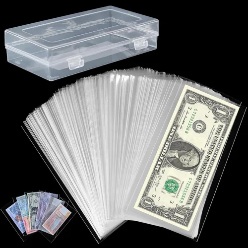 Vista 8 de 100 piezas de fundas para monedas - Portadólares transparentes con caja de almacenamiento, protector de billetes para colección de billetes