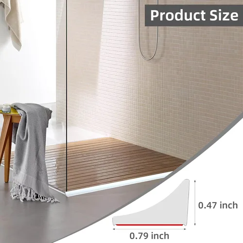 Vista 2 de Barrera plegable de 118 pulgadas para umbral de ducha, tapón de agua de silicona autoadhesiva para bañera, protector contra salpicaduras de agua