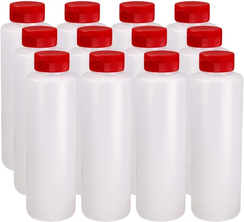 Vista 10 de Pinnacle Mercantile Botellas de condimento de plástico fáciles de apretar con tapa abatible negra, 8 onzas, juego vacío 6