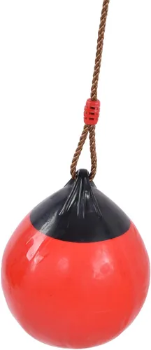 Vista 3 de CHICIRIS Asiento inflable de bola para niños, cadena de cuerda colgante duradera para jardín interior y exterior, columpio pequeño de plástico rojo