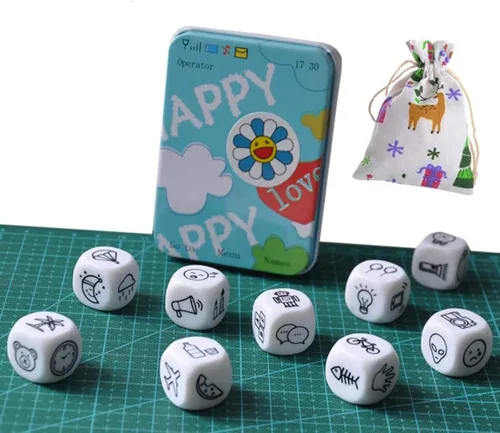 DIY Happy Story Dice 9 Cubos Juguetes 54 Imágenes Imágenes Imágenes Ilimitadas Historias Combinaciones Juego icónico de narración de historias Juego