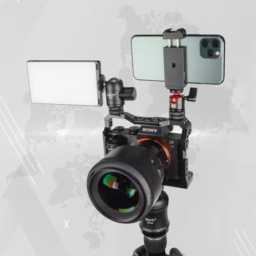 Vista 4 de SIOTI Mini cabezal de bola de trípode, mini cabeza de bola giratoria, panorámica vertical de 360° de 90°, compatible con proyector/DSLR/cámara