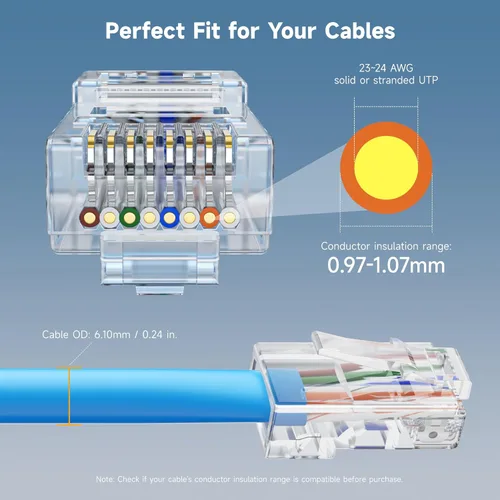 Vista 3 de Cable Matters - Paquete de 50 conectores RJ45 de paso Cat 6
