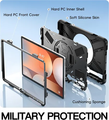 Vista 4 de BRAECN Funda para Samsung Galaxy Tab S10 Plus 2024/S9 Plus/S9 FE+/S8 Plus/S7 Plus/S7 FE 12.4 pulgadas, resistente a prueba de golpes con soporte