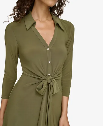 Vista 2 de Tommy Hilfiger Vestido midi ajustado de jersey y cuello acampanado para mujer