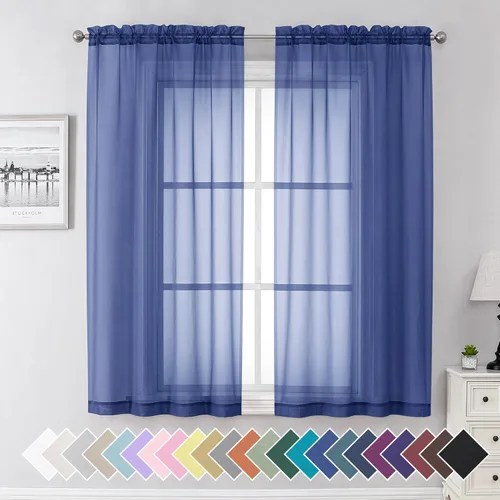 Vista 137 de Aiyufeng 2 paneles de cenefa transparente negra de 14 pulgadas de largo, cortinas cortas para dormitorio, cortinas de cocina para ventana pequeña