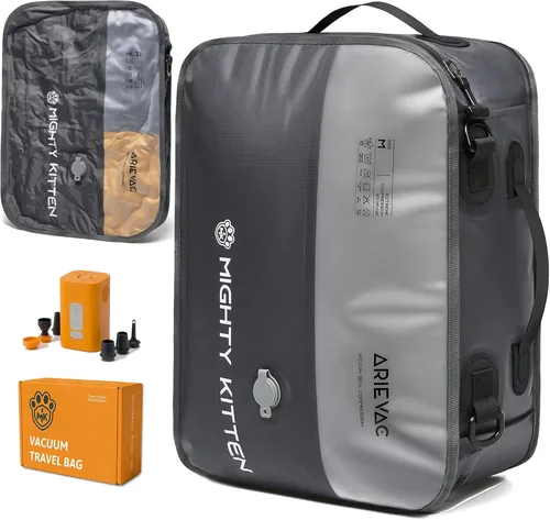 Vista 11 de IKYWT Bolsas de sellado al vacío para viaje con bomba recargable, cubos de embalaje de compresión de 18 litros para maleta de mano y mochila