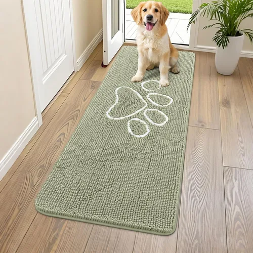 Vista 151 de Smiry Tapete para puerta de perro para patas fangosas, absorbente que atrapa la suciedad, antideslizante, de secado rápido, lavable, tapete