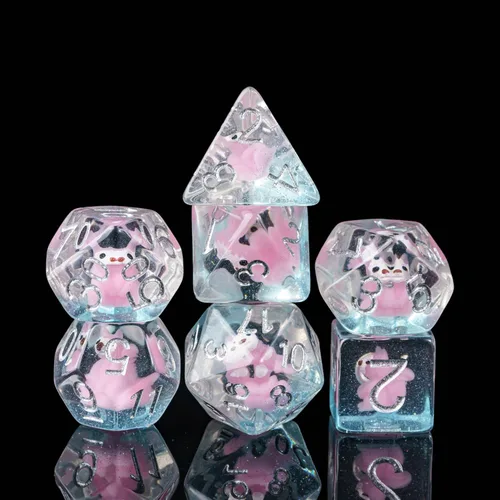 Vista 34 de Cusdie Dados DND de 7 Dados, Juego de Dados Poliédricos Rellenos con Animal, para Juego de Rol D&D Dados (Águila)