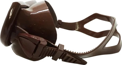 Vista 2 de Palantic Máscara de buceo en apnea de bajo volumen, máscara de buceo de silicona marrón para pesca submarina, esnórquel y exploración subacuática