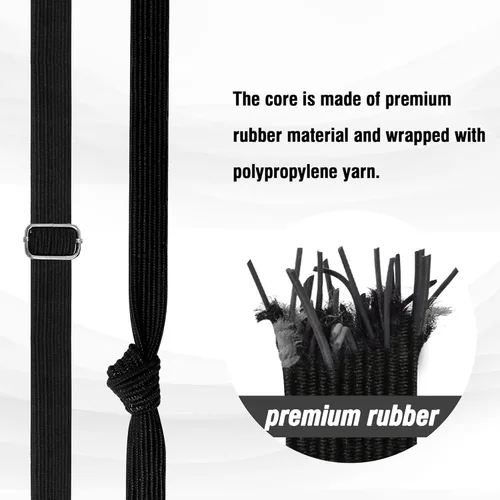 Vista 3 de Cuerdas elásticas resistentes para exteriores, cuerdas elásticas largas y ajustables con ganchos planos, correas elásticas de goma de 80 pulgadas