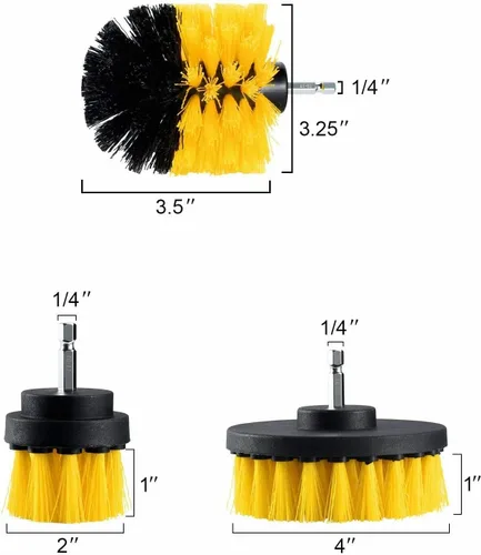 Vista 2 de Juego de 3 cepillos de limpieza para taladro, cepillo de limpieza multiusos, para lechada, piso, bañera, ducha, azulejos, baño y superficie