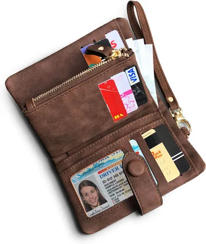 Vista 3 de Carteras para mujer, plegables, pequeñas, de piel suave, Rfid, billeteras triples para mujer, billeteras para mujer, mini cartera de mano
