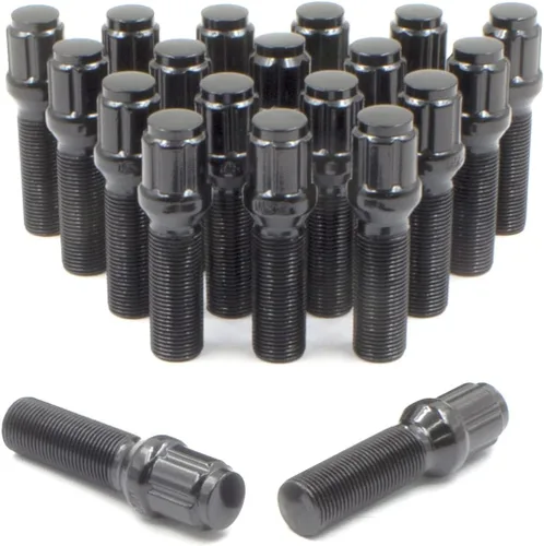 Vista 10 de Wheel Accessories Parts 20 piezas M14 x 1.50 14 x 1.5 rosca de bellota con spline para tuerca de rueda con acabado negro, vástago de 33 mm