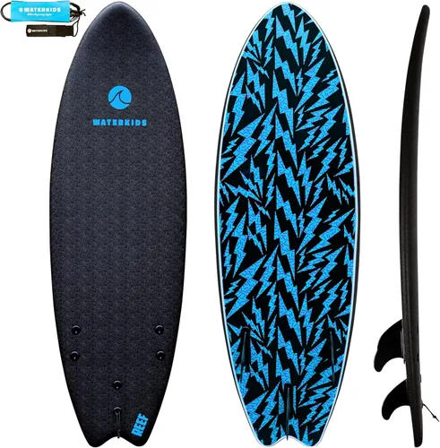 WATERKIDS Kids Surfboard & Leash, Perfect for Learning How to Surf, Made for Kids,Soft Top for Beginners, Foam Surfboard Makes It Easy to Learn How