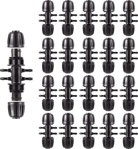 Vista 19 de Paquete de 10 conectores de acoplamiento de riego por goteo de 1/2 pulgada (1/2" ID x 1,65 cm DE) - Conectores rectos con púas bloqueadas antigoteo