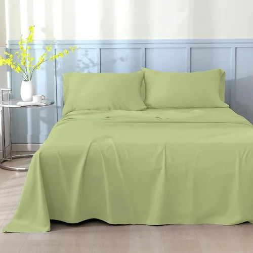 Vista 18 de SKY BEDDINGS Juego de sábanas cortas de 600 hilos, 100% algodón egipcio, 4 piezas, tejido satinado, calidad de hotel, refrescante y transpirable
