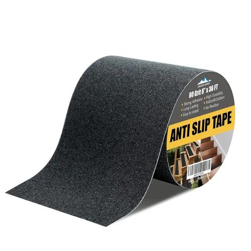 Vista 13 de Cinta de agarre – Cinta antideslizante de servicio pesado de grano 80 antideslizante para escaleras exterior/interior, impermeable de alta tracción