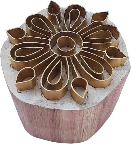 Vista 5 de Royal Kraft Ronda de latón sellos de madera para la impresión de bloques en arcilla, cerámica, tela BBtag001