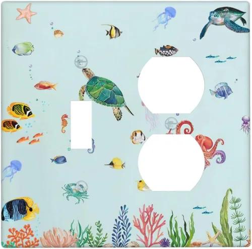 Vista 133 de Cubiertas de Tomacorriente Ancla Estrella de Mar Concha Tablón de Madera Rústico Náutico 1 Gang Interruptor de Luz Dúplex Placa Cubierta Decorativa