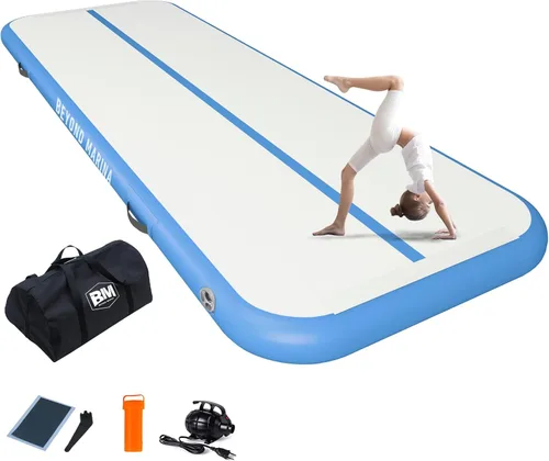 BEYOND MARINA Colchoneta inflable de gimnasia de 48 pulgadas de grosor para entrenamiento en el hogar, animadoras, yoga, agua, con bomba eléctrica,